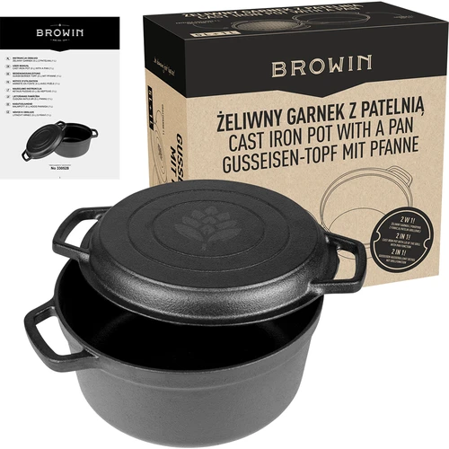 Gjutjärnsgryta med stekpanna, 5 L + 1 L - 10
