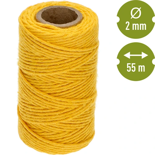 Gult bomullssnöre 2 mm/55 m/100 g - 4