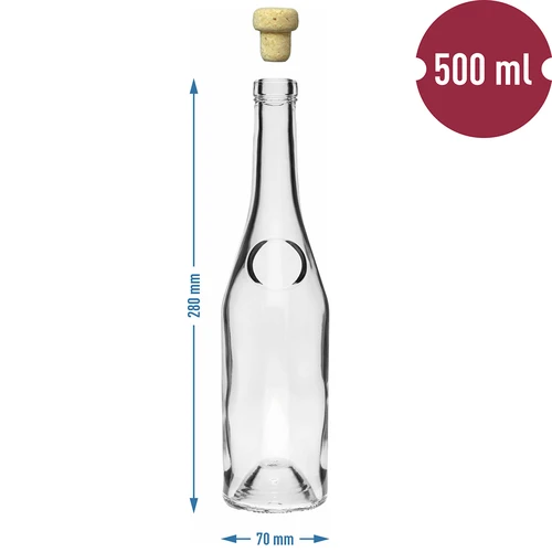 Herbowa-flaska 500 ml med svampformad naturkork, 1 st. - 6