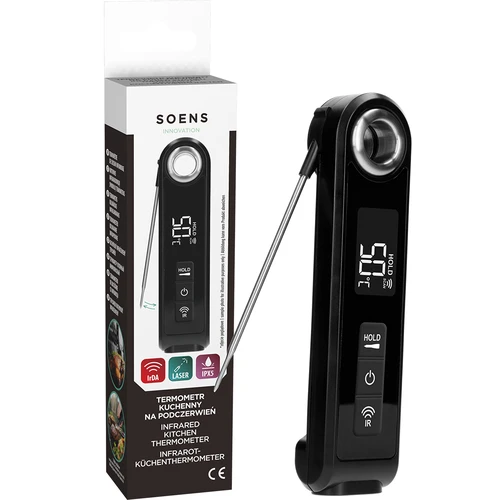 Infraröd kökstermometer, kompakt, med vikbar sond - 10