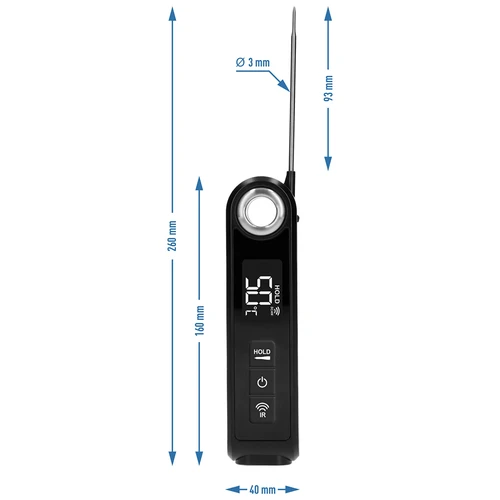 Infraröd kökstermometer, kompakt, med vikbar sond - 11