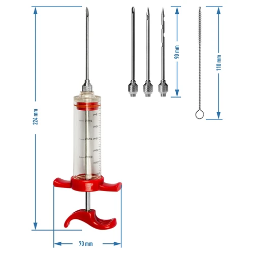 Injektionsspruta 30 ml + 3 nålar + rengöringsborste - 7