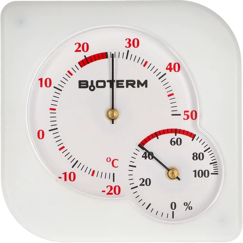 Inomhustermometer bimetall med hygrometer (-20 till +50°C), vit