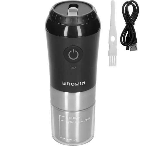 Kaffekvarn - elektrisk, med kvarnstenar, med bryggare och mugg