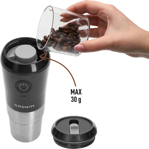 Kaffekvarn - elektrisk, med kvarnstenar, med bryggare och mugg - 7