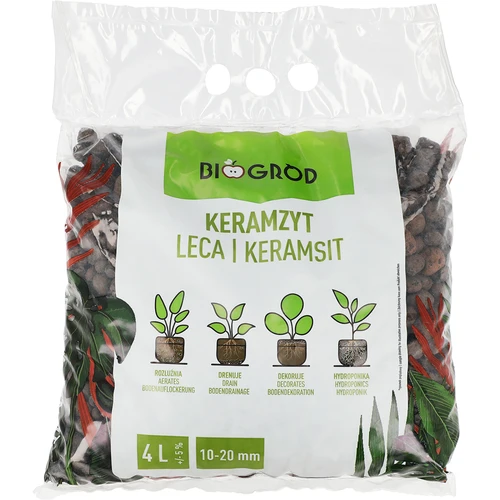 Keramzit för krukväxter, trädgårdsskötsel och skogar i glas 10–20 mm, 4L