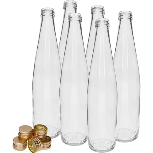 Klubowa-flaska 500 ml med guldfärgad skruvkapsyl, set om 6 st. - 2