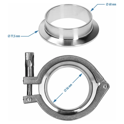 Komplett Tri-Clamp-anslutning 77,5 x 60 mm - 5