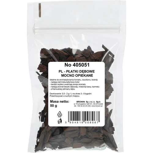 Kraftigt rostade ekflingor för aromatisering av alkohol (whisky, bourbon, brandy, konjak, öl), 50 g - 2