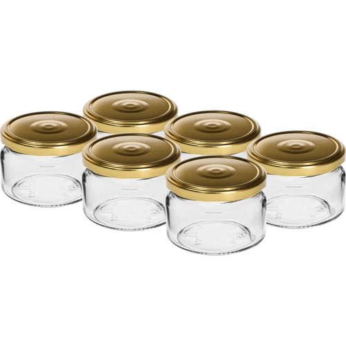 Låg burk 200ml - med guldfärgat lock fi 82/6, 6st.