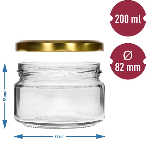 Låg burk 200ml - med guldfärgat lock fi 82/6, 6st. - 5