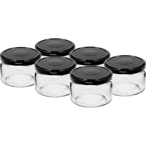 Låg burk 200ml - med svart lock fi 82/6, 6st.