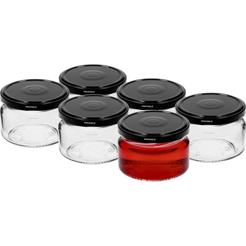 Låg burk 200ml - med svart lock fi 82/6, 6st. - 2