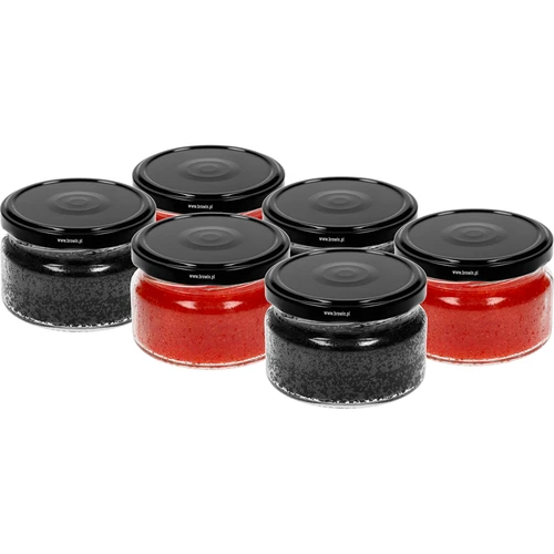 Låg burk 200ml - med svart lock fi 82/6, 6st. - 3