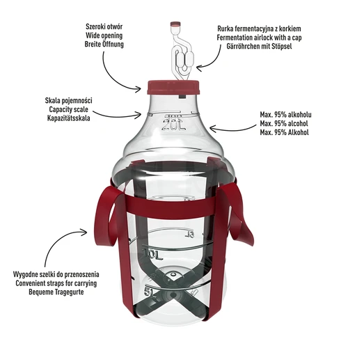 Lätt, okrossbart vinkärl med bärremmar, 20 L - 4