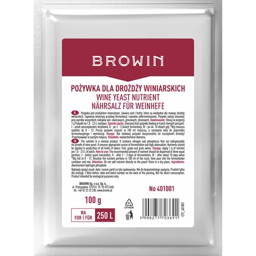 Näring för vinjäst, 100 g