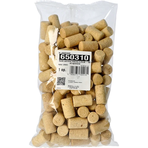 Naturlig cylindrisk kork d.22x38 -100 st. agglomerat - 2