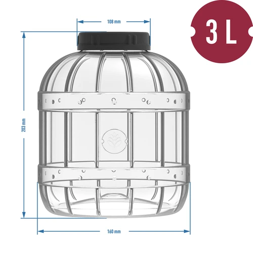 Okrossbar, multifunktionell burk med svart lock, 3L - 4