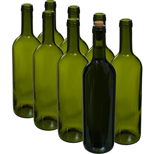 Olivgrön vinflaska 0,75 L - förpackning med 8 st. - 2