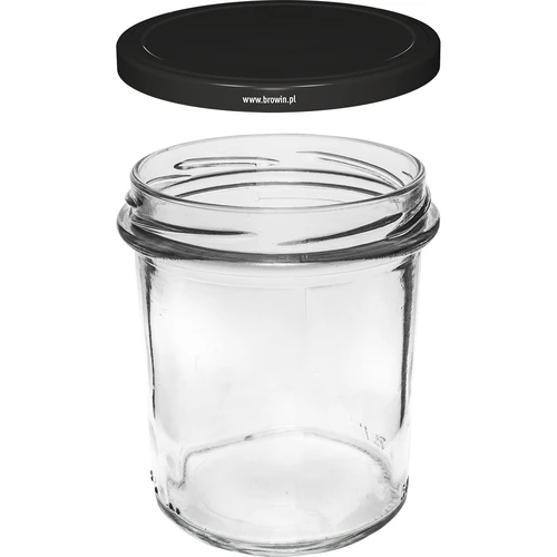 Rak burk 350ml med svart lock fi82 - 6st. - 3