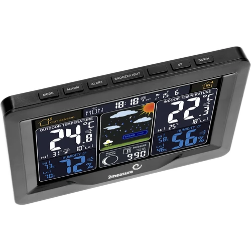 RCC väderstation, DCF – elektronisk, belyst, trådlös, sensor, svart - 5