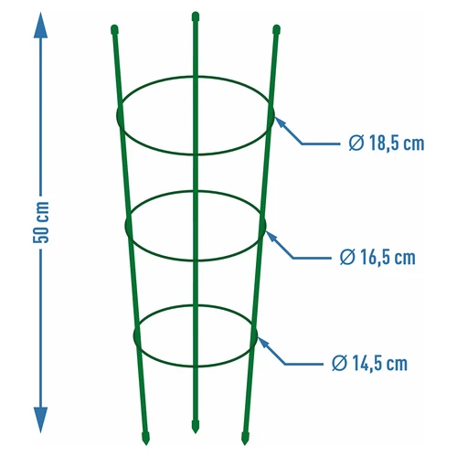 Ringstöd för växter 3 ringar 0,5m - 2