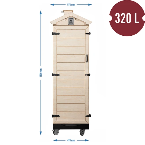 Rökkammare i certifierad plywood, ramlös, 320 L, med hjul - 4