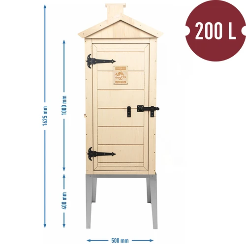 Rökkammare i certifierad plywood, 200 L, med underrede i rostfritt stål - 3