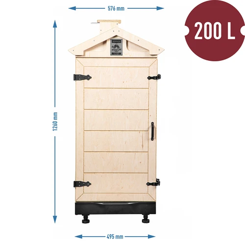 Rökkammare i certifierad plywood, ramlös 200 L, med hjul - 4