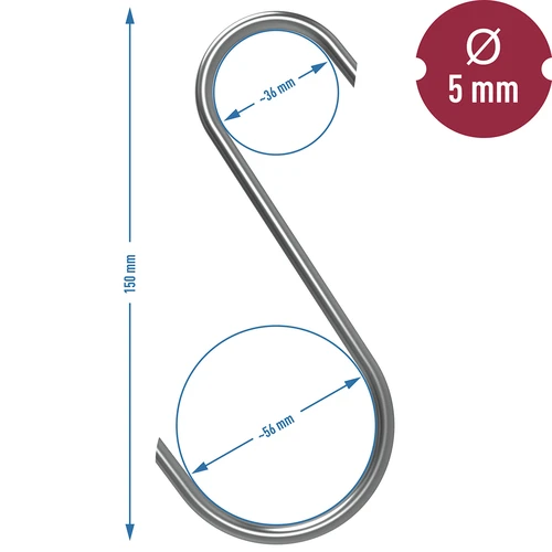 Rökkrokar – S, snedkapade 45° 5 mm x 150 mm 5 st. - 7