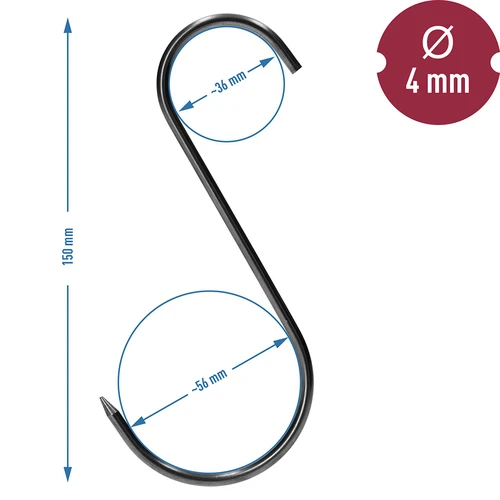 Rökkrokar - S, vässade 4 mm x 150 mm, 15 st. - 6