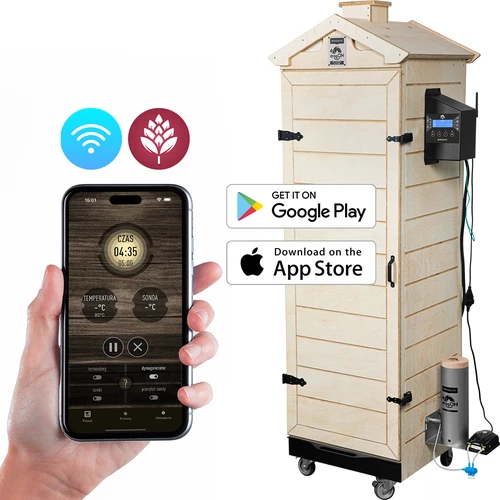 Rökskåp dragON PLYWOOD NATURE – ramlöst, modulärt, med Wi‑Fi-styrning, 320 L