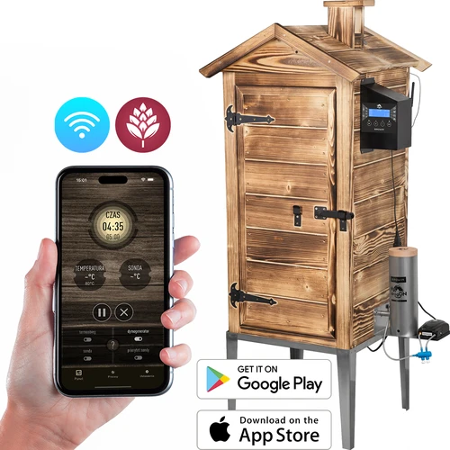Rökskåp med Wi‑Fi, 200 L – dragON WOOD 100IQ med elektrisk värmemodul och styrenhet, vedeldat