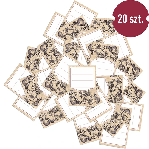 Självhäftande etiketter 60 x 90 mm för flaskor, burkar fruktskiss - 20 st. - 3