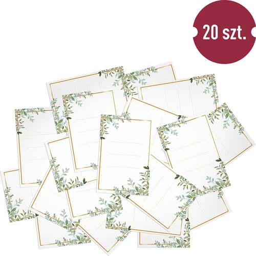 Självhäftande etiketter 60 x 90 mm för flaskor, burkar, presenter med blommönster - 20 st. - 3