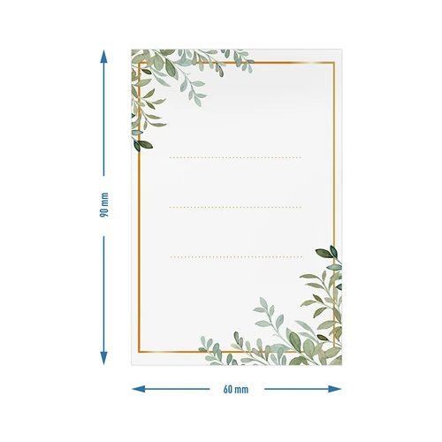 Självhäftande etiketter 60 x 90 mm för flaskor, burkar, presenter med blommönster - 20 st. - 4