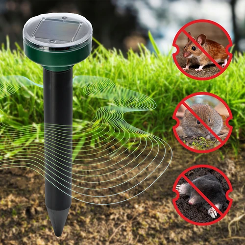 Solcellsdriven mullvadsskrämma – effektivt, säkert och djurvänligt skydd för trädgården, 4-pack - 12