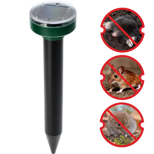 Solcellsdriven mullvadsskrämma – effektivt, säkert och djurvänligt skydd för trädgården, 4-pack - 7