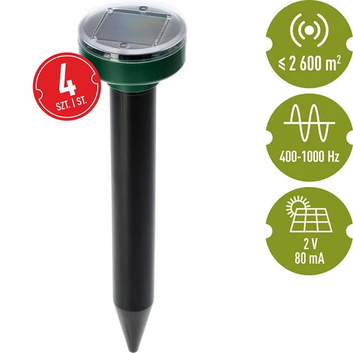 Solcellsdriven mullvadsskrämma – effektivt, säkert och djurvänligt skydd för trädgården, 4-pack - 8