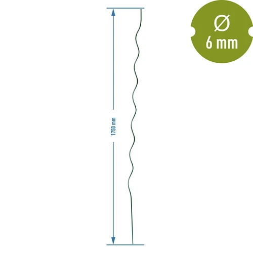 Spiralformad stålpinne 1,75m x 6mm - 2