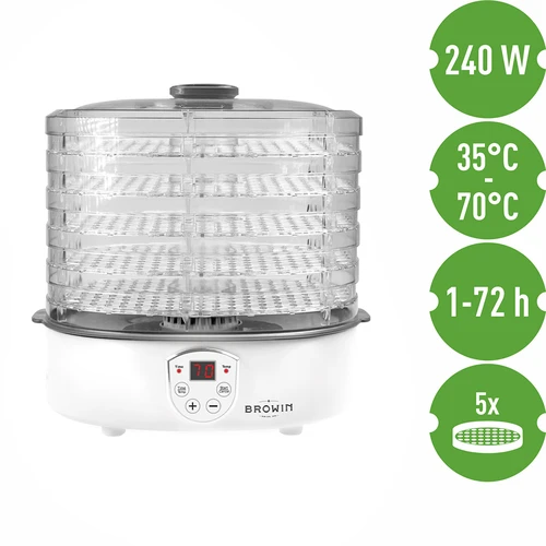 Svamptork, frukt, grönsaker och örter med temperaturreglering, 240W, transparent - 7