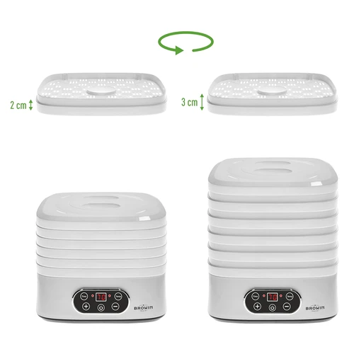 Svamptork, frukt, grönsaker och örter med temperaturreglering, 240W, vit - 12