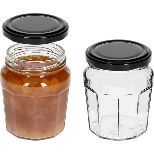 Syltburk 230ml med svart lock fi63/4 - 6st - 5
