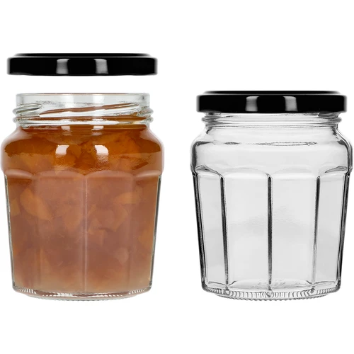 Syltburk 230ml med svart lock fi63/4 - 6st - 6