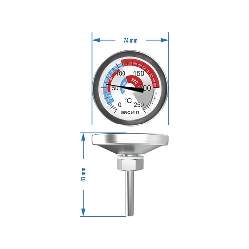 Termometer för rökugn och BBQ (0°C till +250°C) 5,7cm - 6