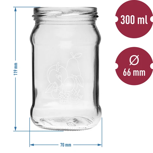 TO-burk 300ml med tryck - mix av frukter och lock fi66/4 - 6 st. - 6