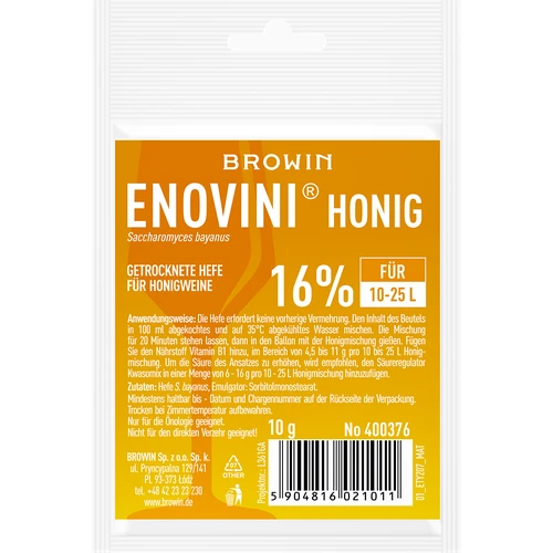 Torkad jäst för honungsvin Enovini Honig 10g