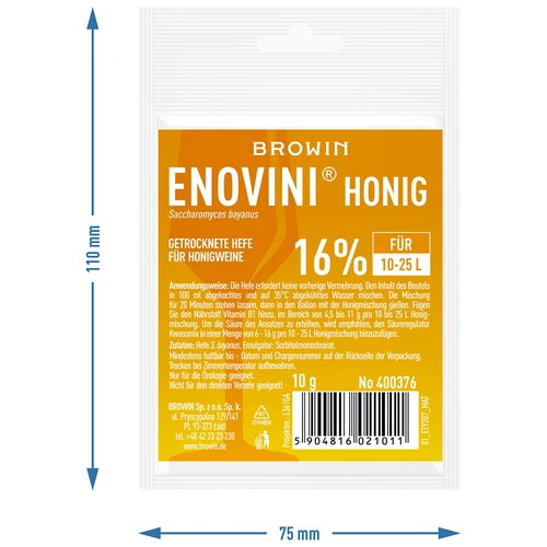 Torkad jäst för honungsvin Enovini Honig 10g - 3