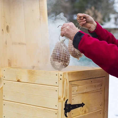 Trädgårdsrökskåp i trä 200 L – dragON Wood 100E med elektrisk värmemodul och styrenhet - 15