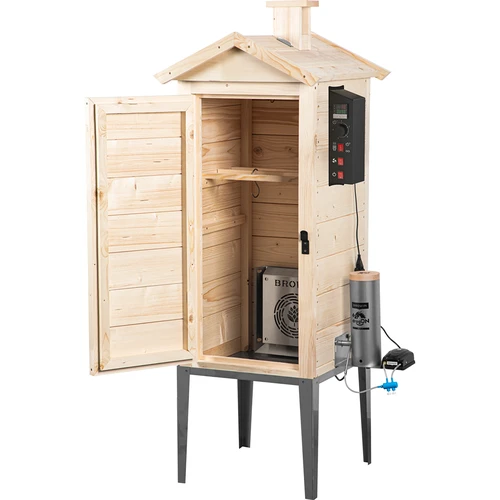 Trädgårdsrökskåp i trä 200 L – dragON Wood 100E med elektrisk värmemodul och styrenhet - 2